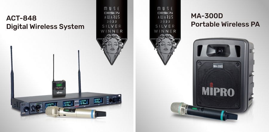 MIPRO ACT-848 Wireless System and MA-300D Portable Wireless PA are Winners of Muse Design Awards