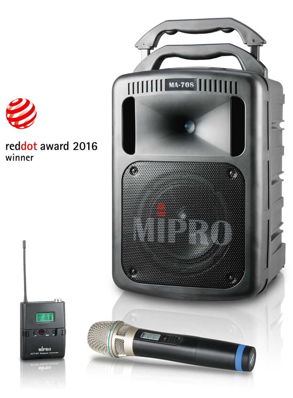 MIPRO MA-708 portable wireless PA system triumphs in Red Dot Award: Product Design 2016